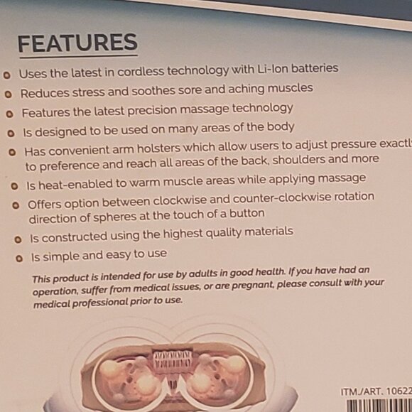 TruMedic InstaShiatsu Neck, Back, and Shoulder Massager  Cordless & Rechargeable - Picture 7 of 8